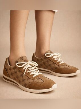 Brown Monogram Canvas Sneakers Women’s 6 Casual Fashion Low Top Shoes